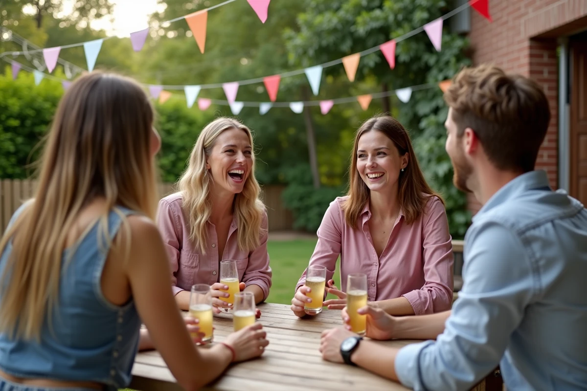 Adultes jouant à un jeu de charades en extérieur