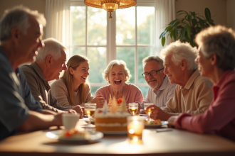 Famille multigenerational celebrant un anniversaire de mariage