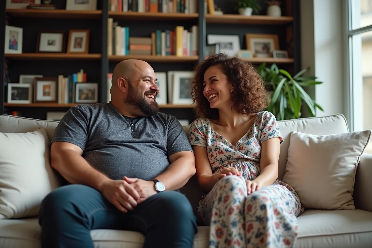 Booder et sa compagne chez eux dans leur appartement parisien, portrait intime de couple