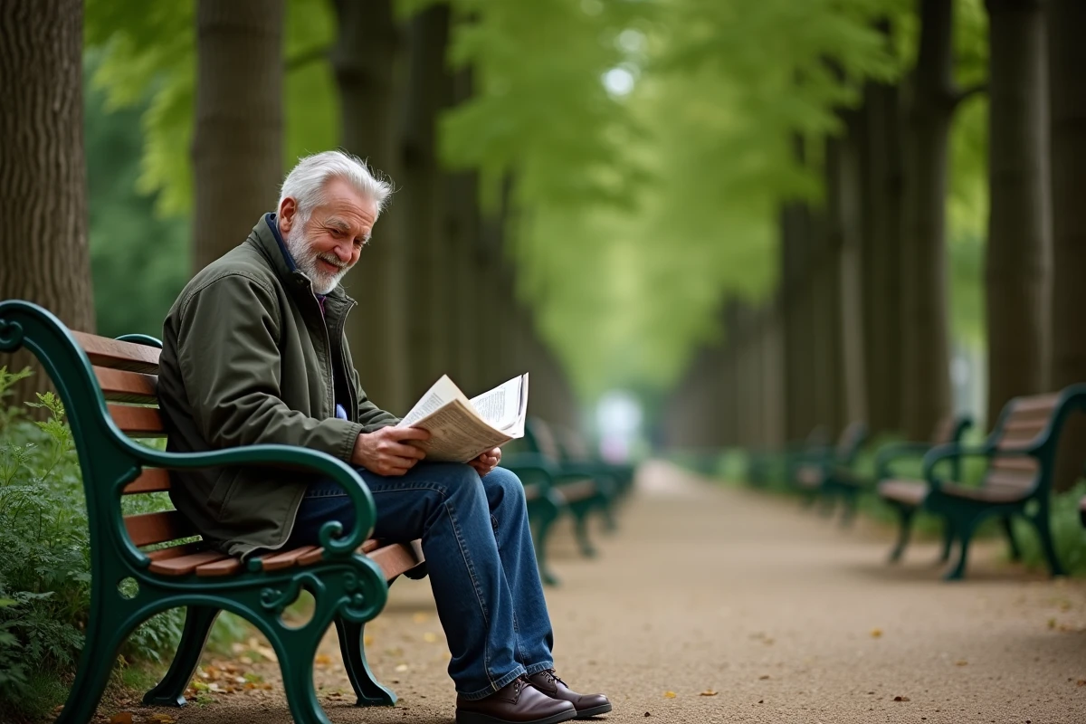 Célébrité française lisant tranquillement dans un jardin public parisien loin des projecteurs médiatiques