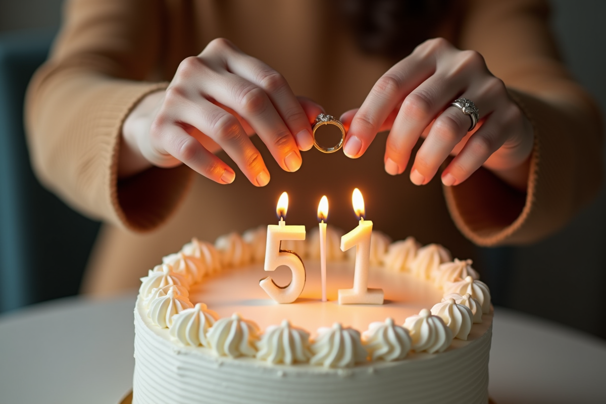 Echange de bague vintage sur gateau d anniversaire