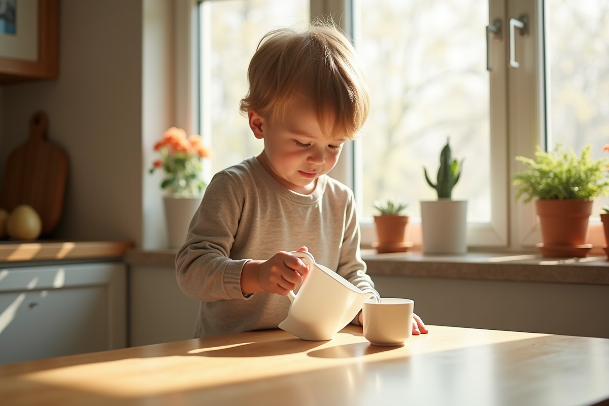 Garçon de 4 ans versant de l
