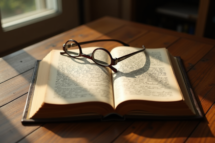 Livre vintage ouvert sur une table en bois avec noms écrits à la main