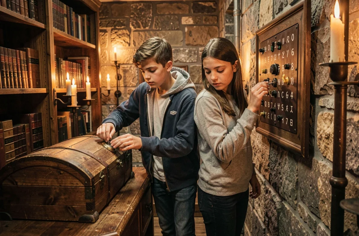 Adolescents résolvant des énigmes dans une salle d'escape game chez Neo Break à Toulouse