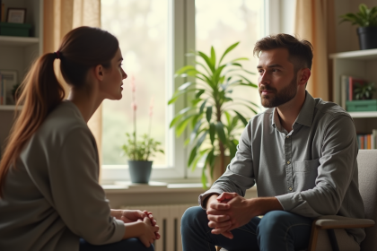 Séance de thérapie dans un bureau calme et lumineux